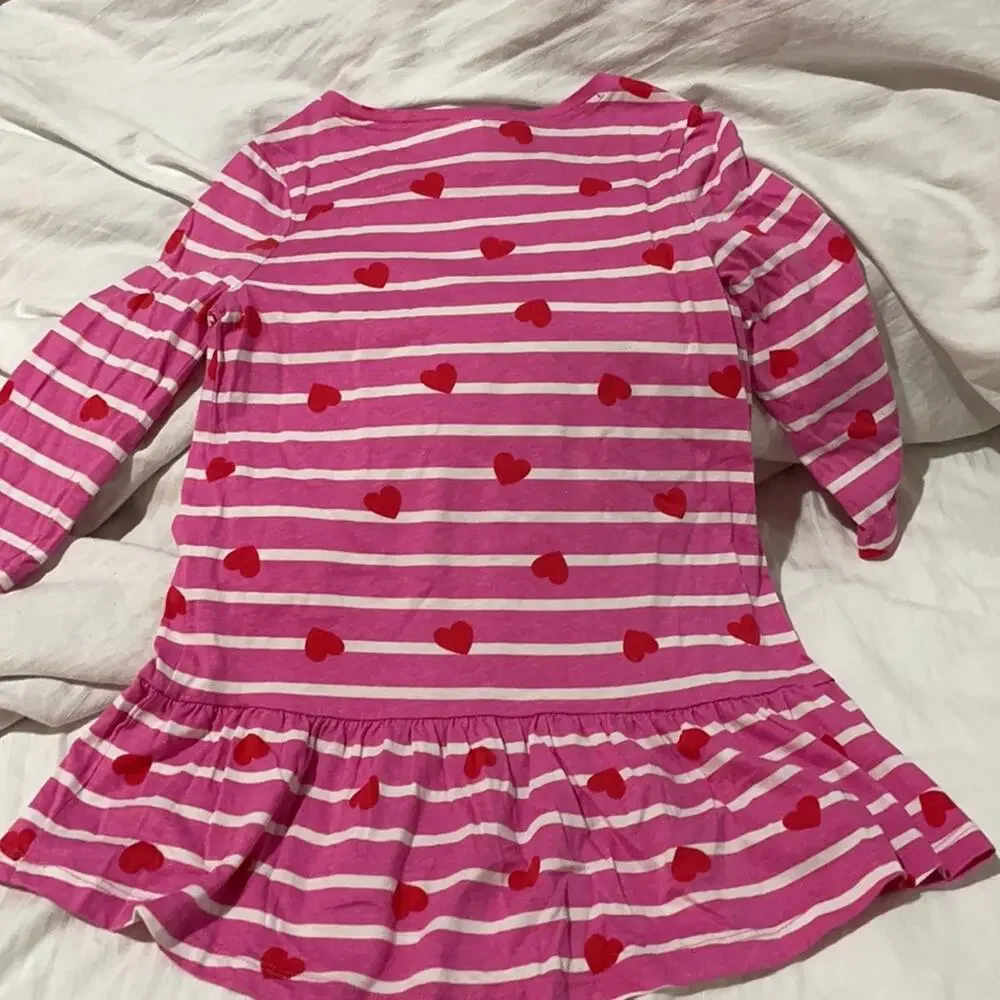 Gymboree S 4/5 hot pink drop waist ruffled high low hemline dress euc cotton